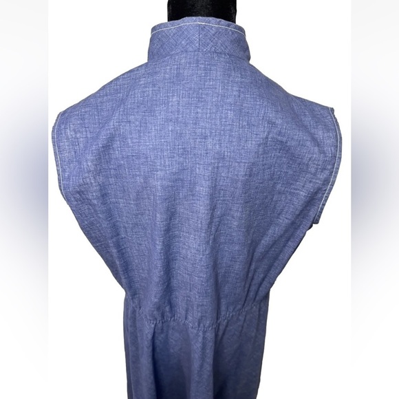 Vintage Dress 80s Walden Classics Secretary XL Blue Pockets Sleeveless Chambray - Picture 6 of 8